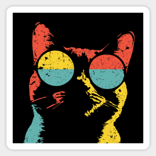 Hippie Cat with Sunglasses – Retro Hipster Feline Design Magnet